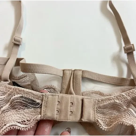 Calvin Klein Lace Balconette Bra Nude Sheer Unlined Underwire 32D NWT - Picture 6 of 8